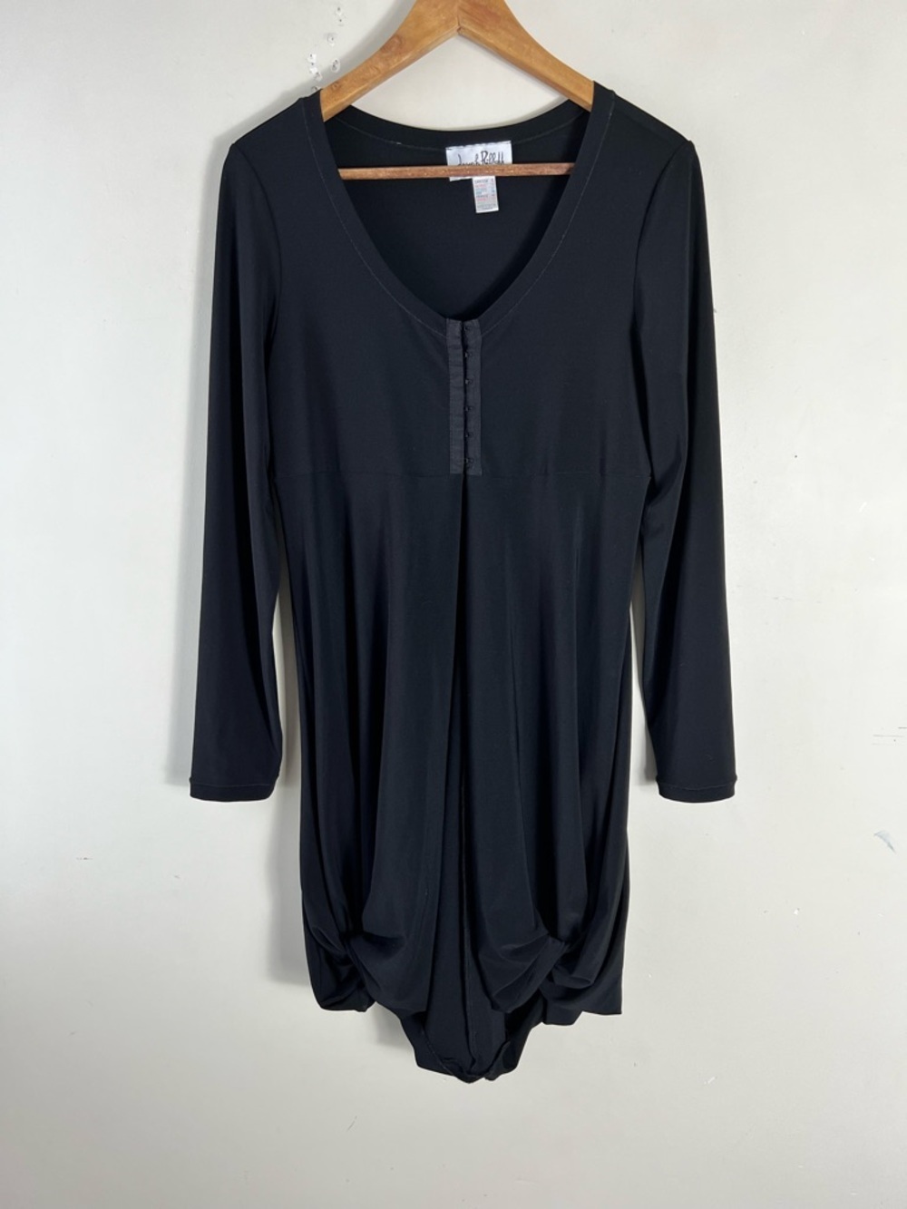Joseph Ribkoff Black Long Sleeve Tunic Top Front Slit Ponte Knit lagenlook SZ 10